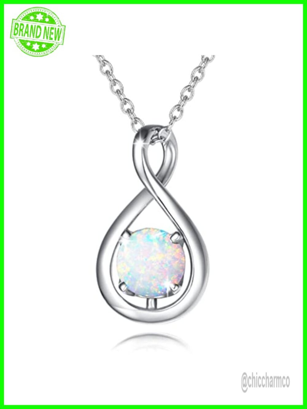 Infinity Birthstone Pendant Necklace White Gold Plated Sterling Silver